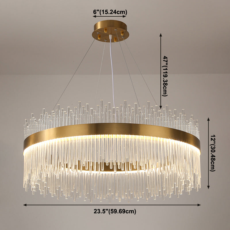Modern Luxury LED Hanging Light Metal Linear Chandelier for Living Room