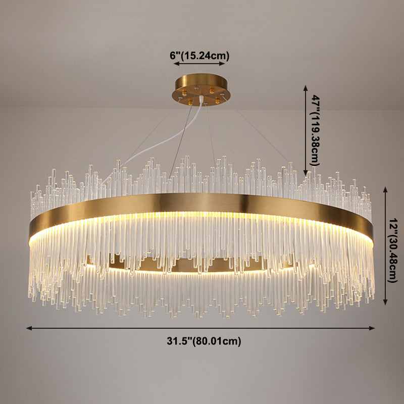 Modern Luxury LED Hanging Light Metal Linear Chandelier for Living Room