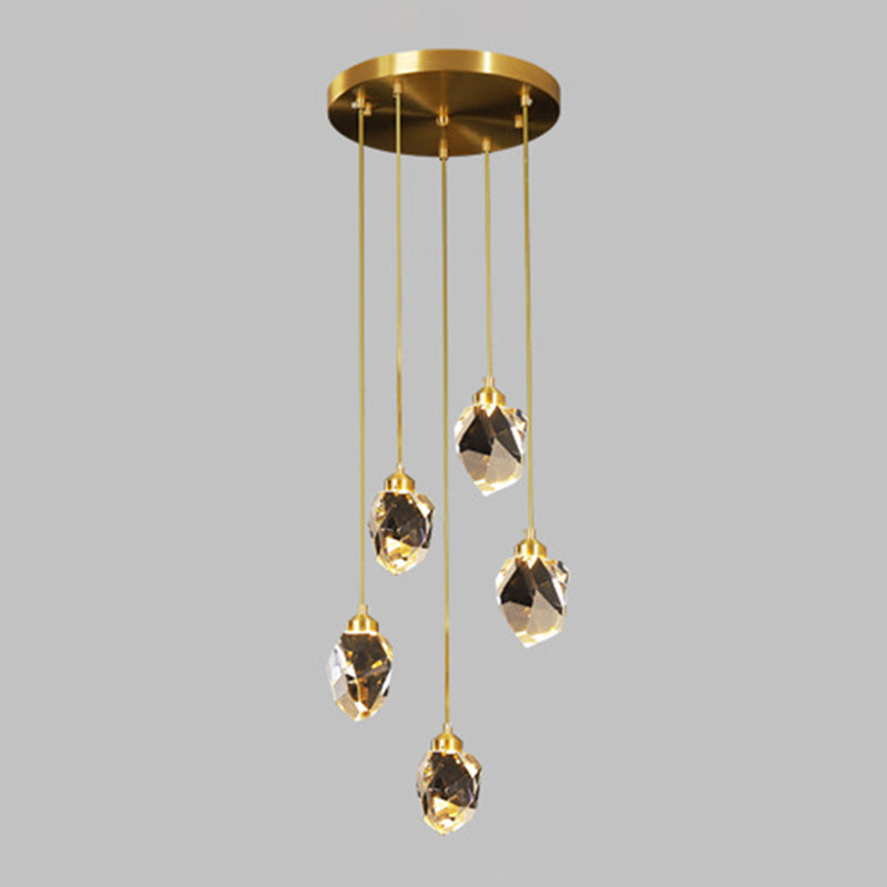 Koper geometrische hangende lamp in moderne artistieke stijl kristallen led hanglamp voor eetkamer