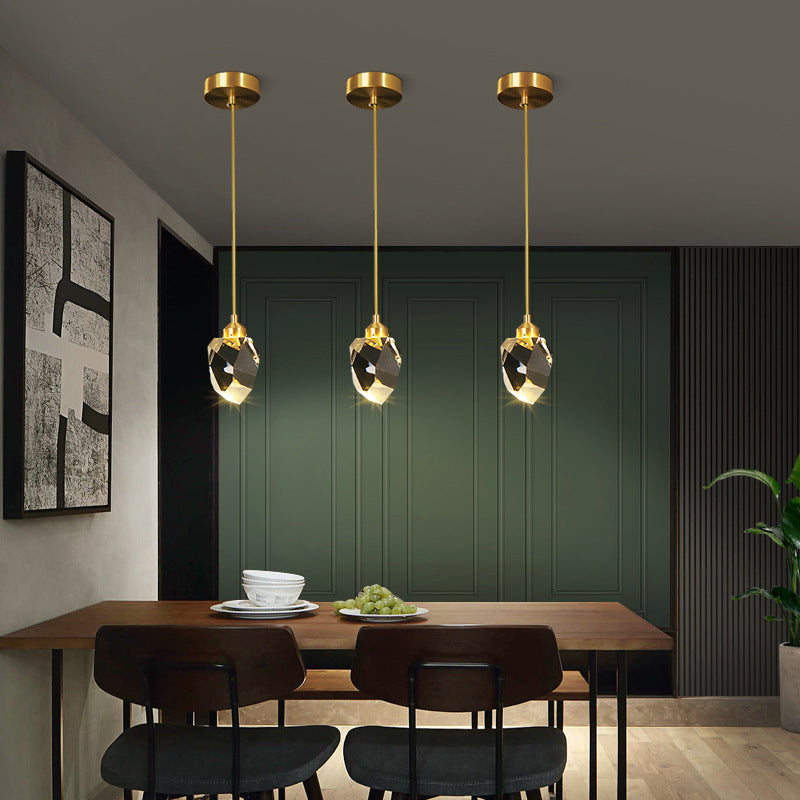 Koper geometrische hangende lamp in moderne artistieke stijl kristallen led hanglamp voor eetkamer