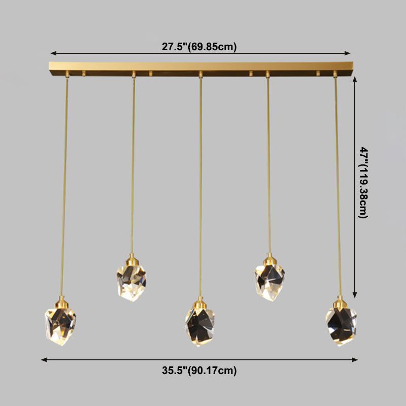 Koper geometrische hangende lamp in moderne artistieke stijl kristallen led hanglamp voor eetkamer