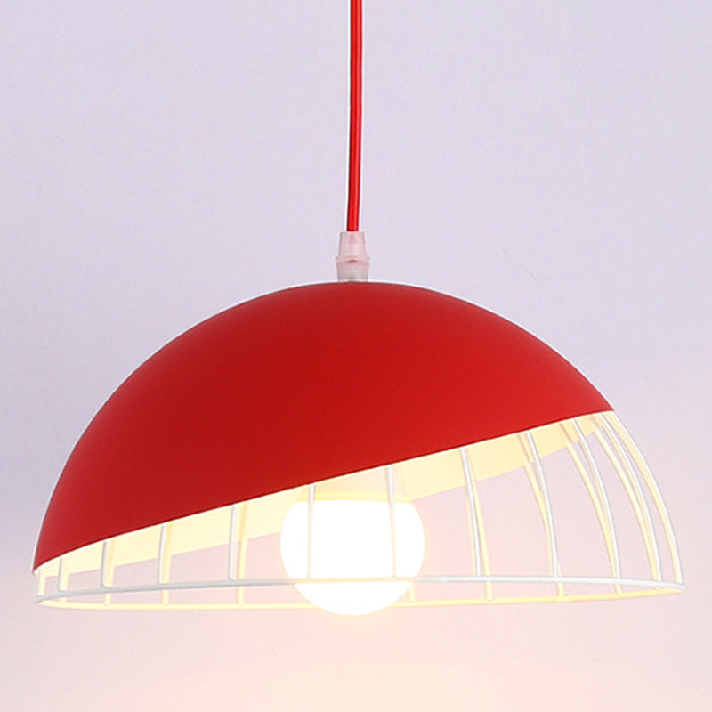 Moderne creatieve macaron hanglamp ijzer halfrond hangende lamp met aluminium schaduw