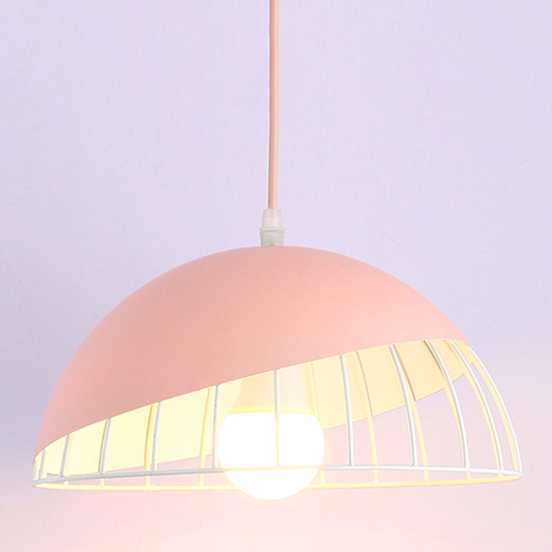 Moderne creatieve macaron hanglamp ijzer halfrond hangende lamp met aluminium schaduw