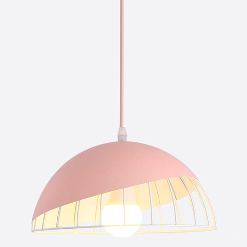 Moderne creatieve macaron hanglamp ijzer halfrond hangende lamp met aluminium schaduw