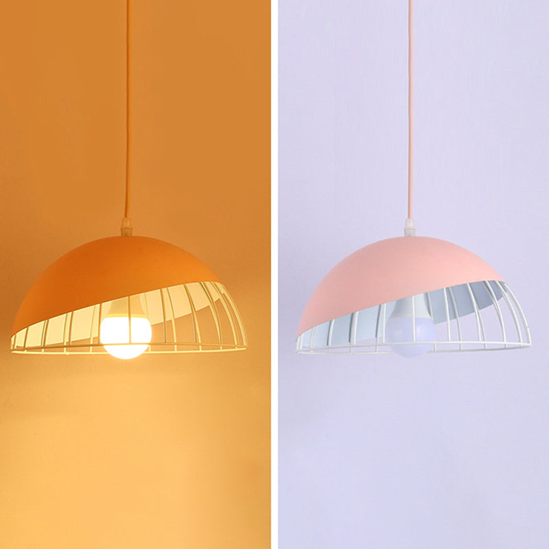 Moderne creatieve macaron hanglamp ijzer halfrond hangende lamp met aluminium schaduw