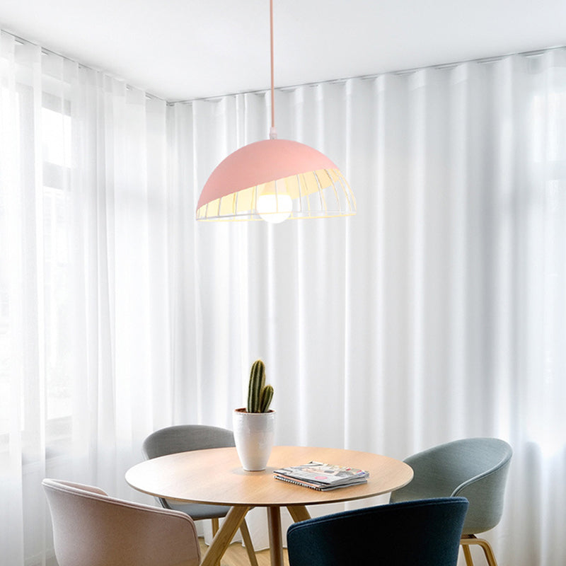 Moderne creatieve macaron hanglamp ijzer halfrond hangende lamp met aluminium schaduw