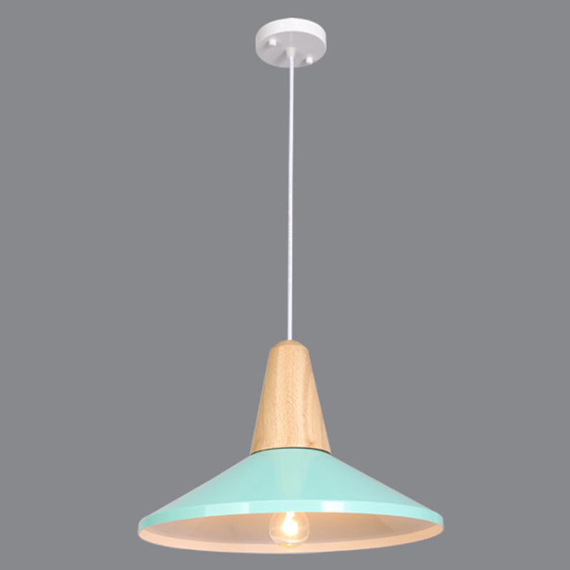 Houten kegel hanglamp in moderne beknopte stijl gelakte ijzeren macaron hangende lamp
