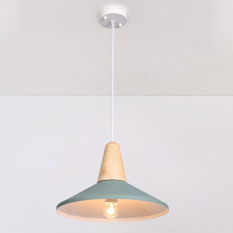 Houten kegel hanglamp in moderne beknopte stijl gelakte ijzeren macaron hangende lamp