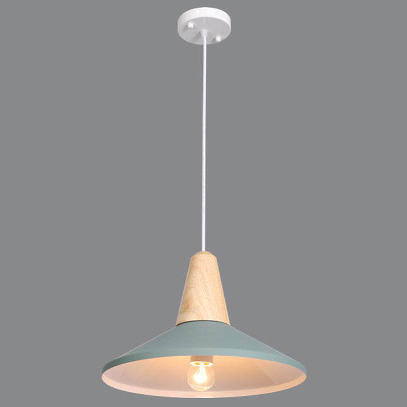 Houten kegel hanglamp in moderne beknopte stijl gelakte ijzeren macaron hangende lamp