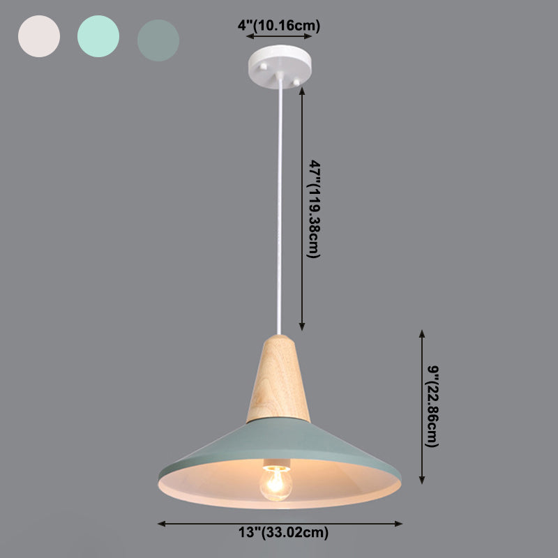Houten kegel hanglamp in moderne beknopte stijl gelakte ijzeren macaron hangende lamp