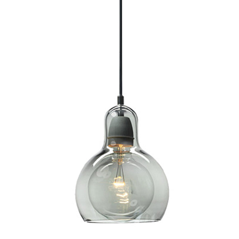 Moderne künstlerische Drum Anhänger Leichte schmiedeeisere Hanglampe mit Doppelglasschatten