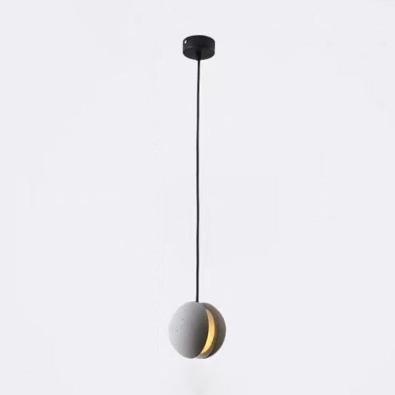 Modern Artistic LED Pendant Light Cement Globe Hanging Lamp with Acrylic Shade