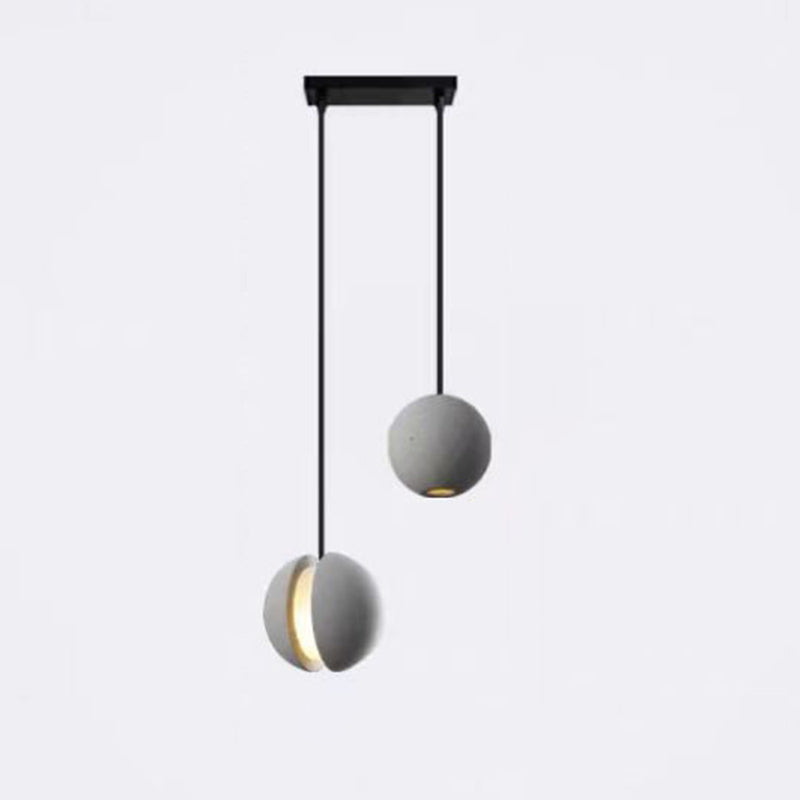 Modern Artistic LED Pendant Light Cement Globe Hanging Lamp with Acrylic Shade