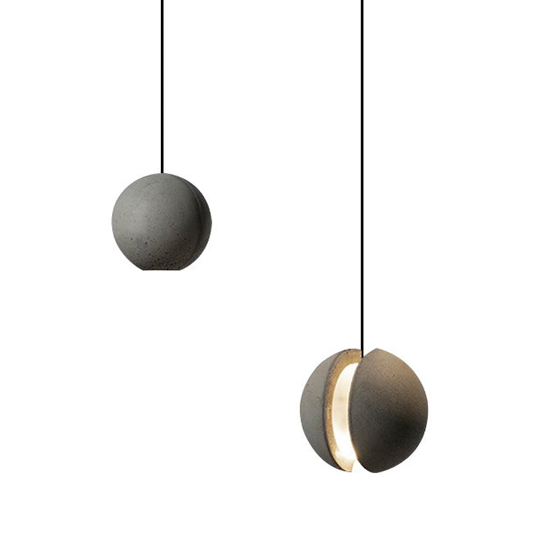 Modern Artistic LED Pendant Light Cement Globe Hanging Lamp with Acrylic Shade