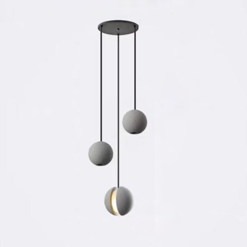 Modern Artistic LED Pendant Light Cement Globe Hanging Lamp with Acrylic Shade