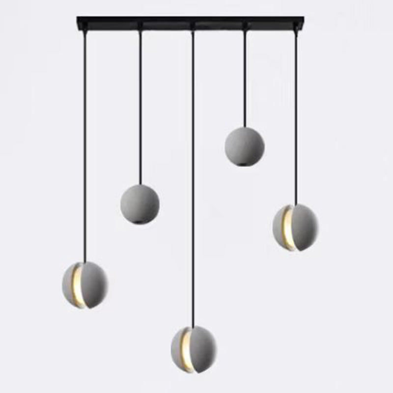Modern Artistic LED Pendant Light Cement Globe Hanging Lamp with Acrylic Shade