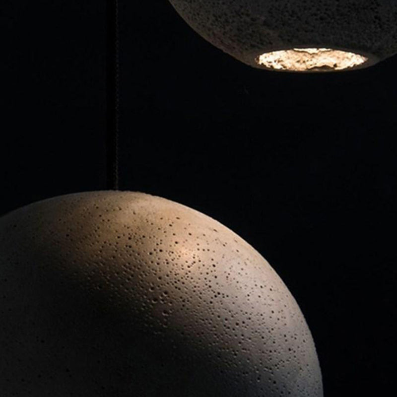 Modern Artistic LED Pendant Light Cement Globe Hanging Lamp with Acrylic Shade