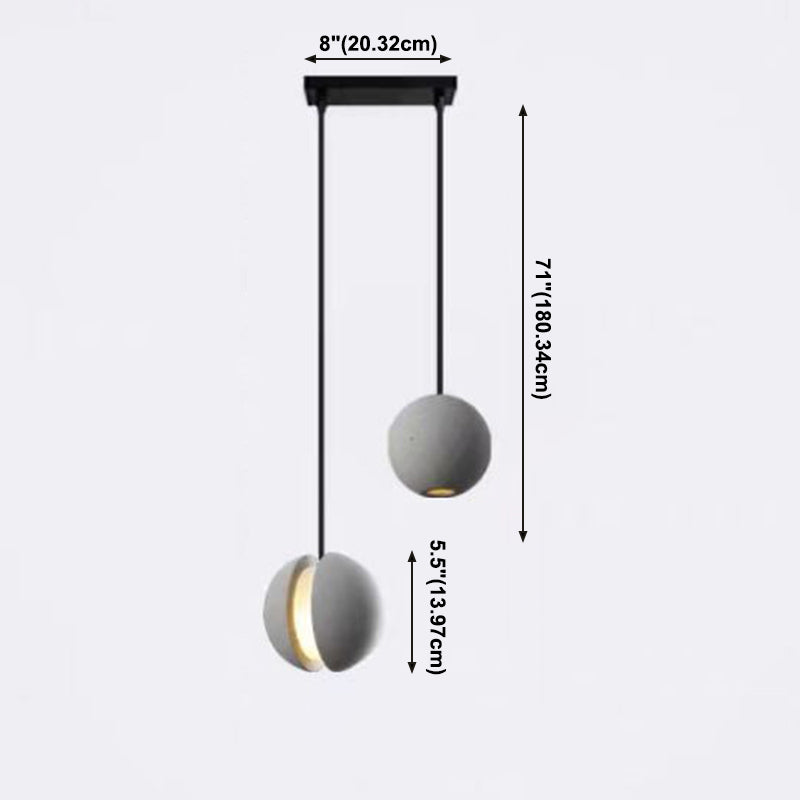 Modern Artistic LED Pendant Light Cement Globe Hanging Lamp with Acrylic Shade