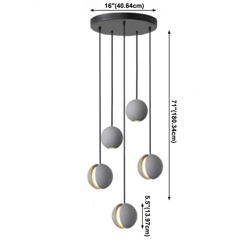 Modern Artistic LED Pendant Light Cement Globe Hanging Lamp with Acrylic Shade