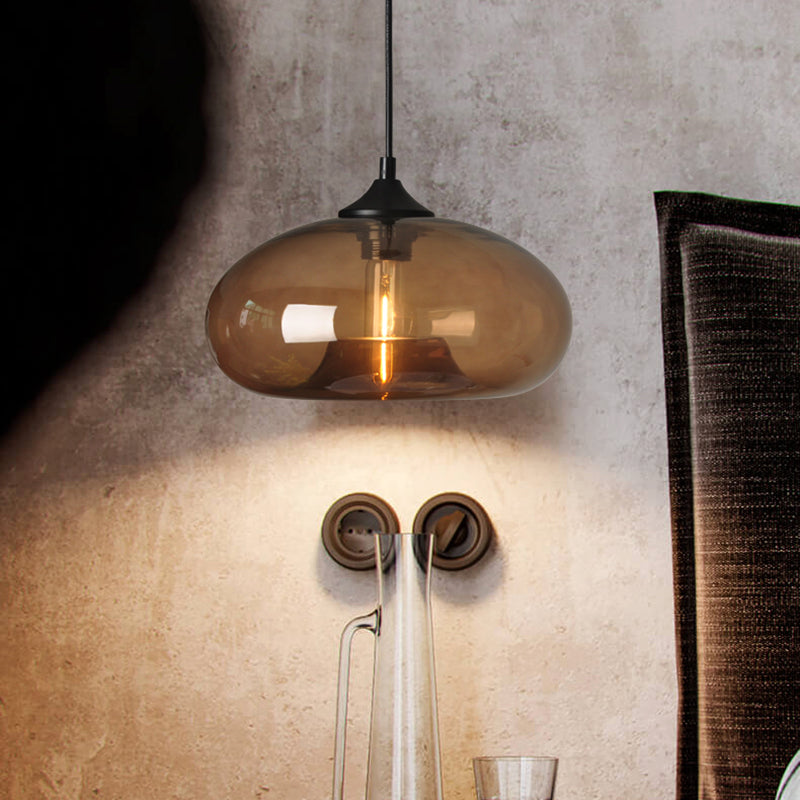 Moderne creatieve single hanging lamp smeedijzeren trommel hanglamp met glazen schaduw