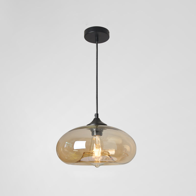 Moderne creatieve single hanging lamp smeedijzeren trommel hanglamp met glazen schaduw