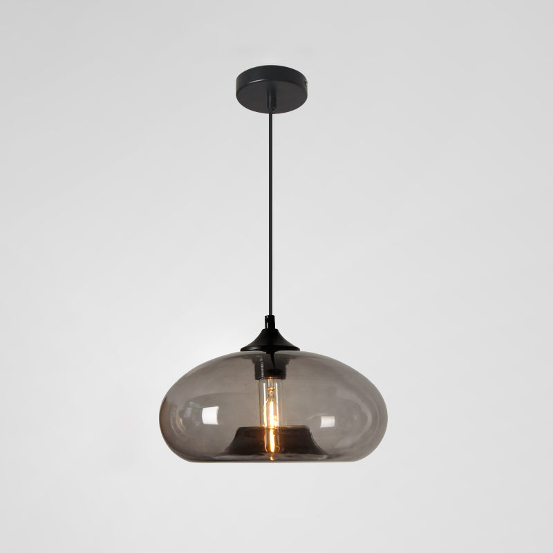 Moderne creatieve single hanging lamp smeedijzeren trommel hanglamp met glazen schaduw