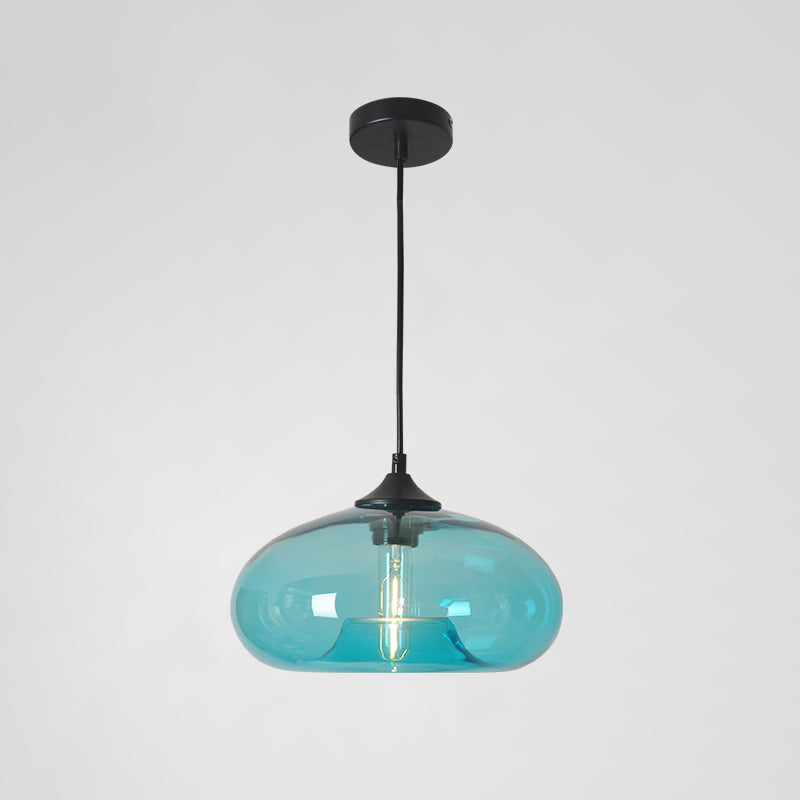Moderne creatieve single hanging lamp smeedijzeren trommel hanglamp met glazen schaduw