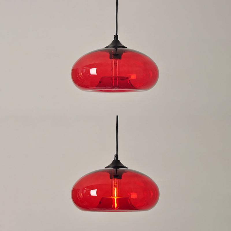 Moderne creatieve single hanging lamp smeedijzeren trommel hanglamp met glazen schaduw