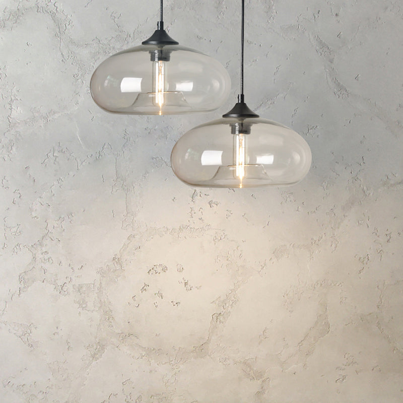 Moderne creatieve single hanging lamp smeedijzeren trommel hanglamp met glazen schaduw