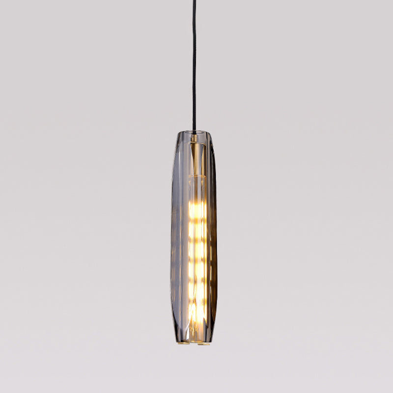 Modern Artistic Indoor Pendant Light Copper Cylindrical Hanging Lamp with Crystal Shade