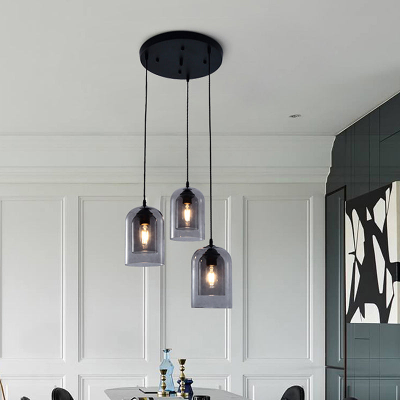 Glazen zwarte hanglamp in moderne creatieve stijl Iron Bell Hanging Lamp voor eetkamer