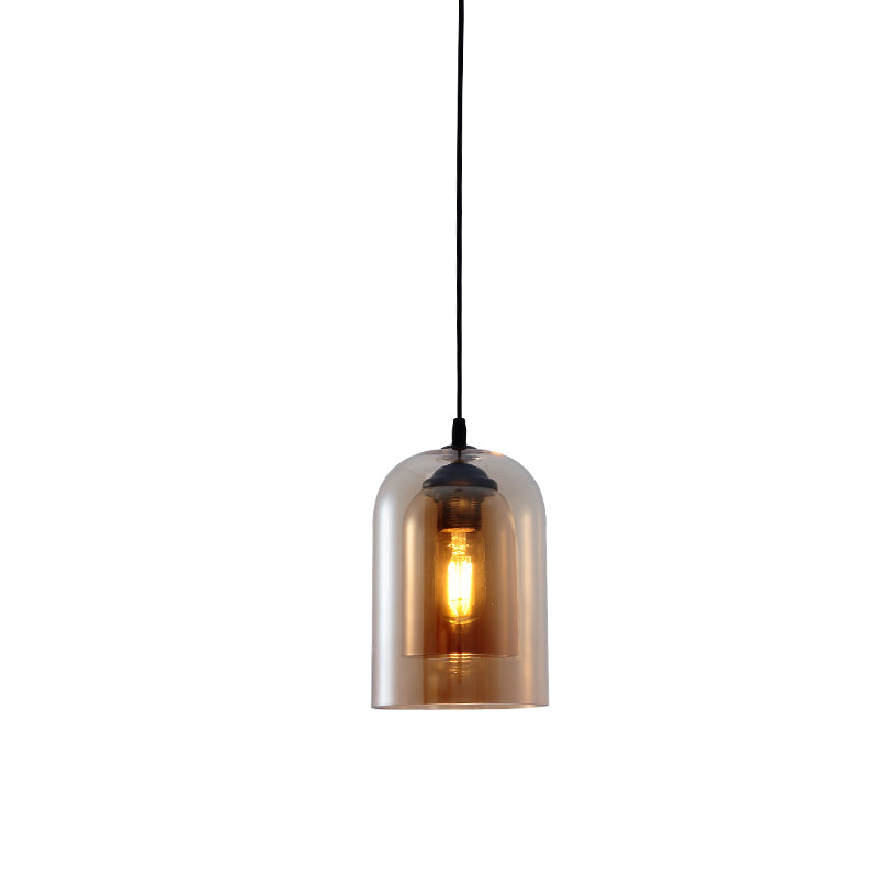 Glazen zwarte hanglamp in moderne creatieve stijl Iron Bell Hanging Lamp voor eetkamer