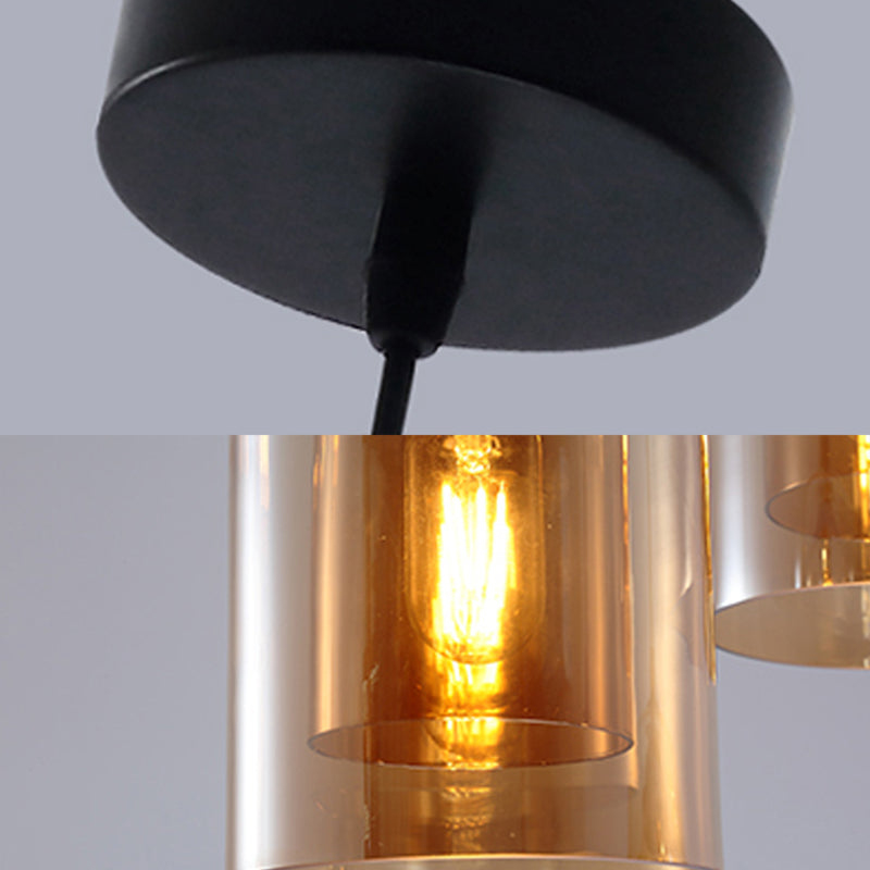 Glazen zwarte hanglamp in moderne creatieve stijl Iron Bell Hanging Lamp voor eetkamer