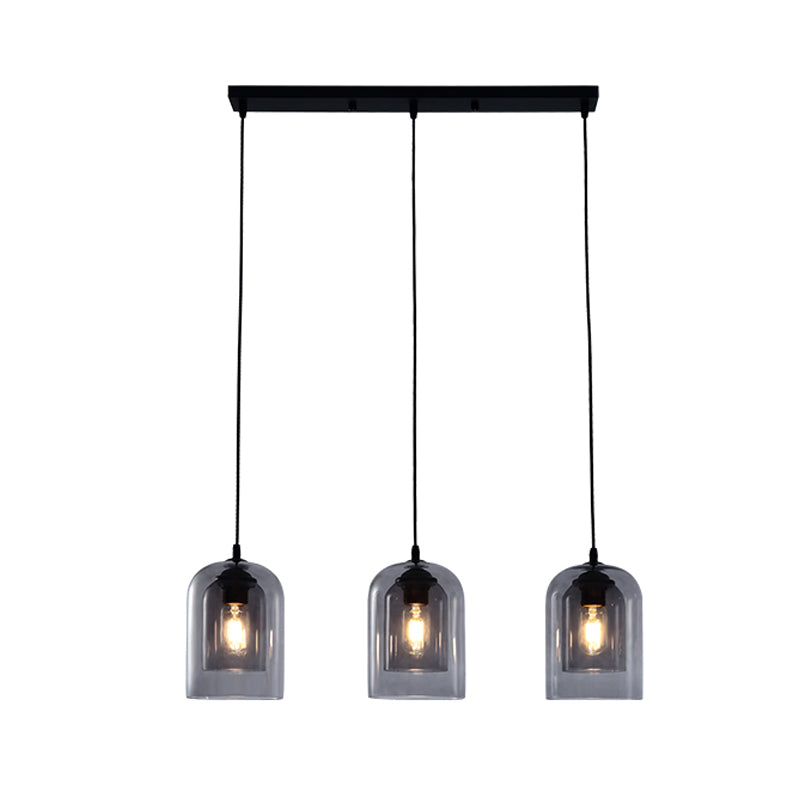Glazen zwarte hanglamp in moderne creatieve stijl Iron Bell Hanging Lamp voor eetkamer