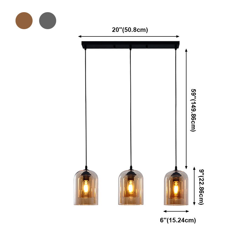 Glazen zwarte hanglamp in moderne creatieve stijl Iron Bell Hanging Lamp voor eetkamer