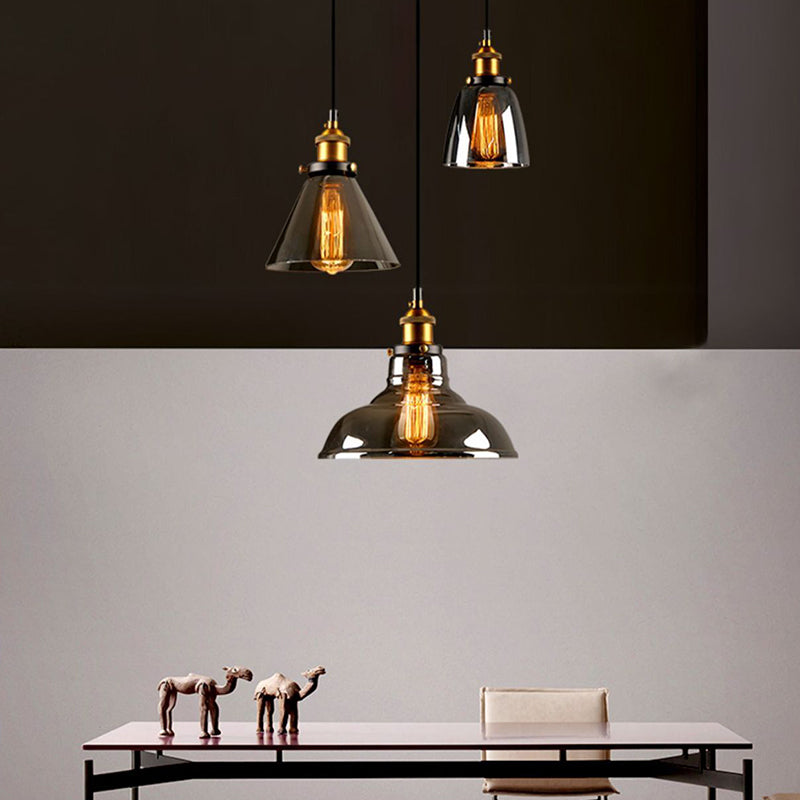 Lumo a sospensione geometrico retrò industriale lampada sospesa al coperto con tonalità di vetro