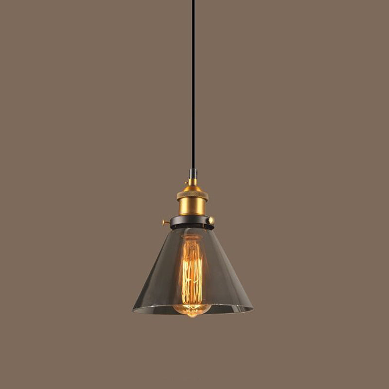 Lumo a sospensione geometrico retrò industriale lampada sospesa al coperto con tonalità di vetro