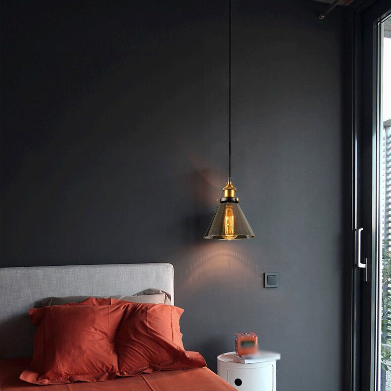 Lumo a sospensione geometrico retrò industriale lampada sospesa al coperto con tonalità di vetro