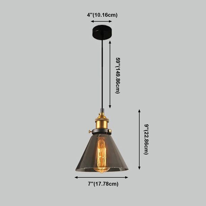 Lumo a sospensione geometrico retrò industriale lampada sospesa al coperto con tonalità di vetro