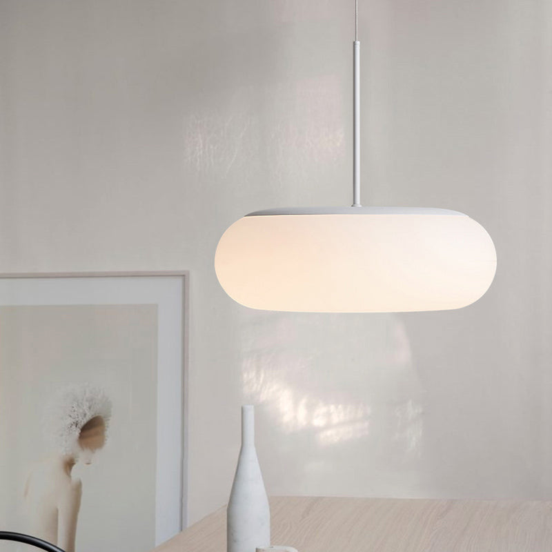 Modern Style Drum Shade Hanging Light Plastic 1 Light Pendant Lamp for Bedroom