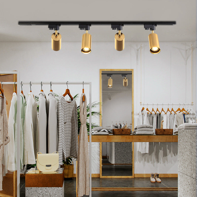 Lámpara cilíndrica moderna de montaje en techo, lámpara empotrada de metal en oro