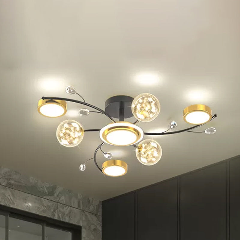 Nordic Modern Style Semi Flush Mount Ceiling Fixture Globe Glass Ceiling Light Fixtures