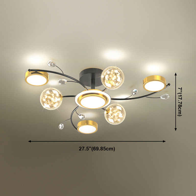 Nordic Modern Style Semi Flush Mount Ceiling Fixture Globe Glass Ceiling Light Fixtures