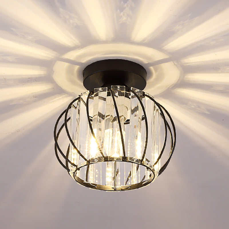 Ball Shape Ceiling Lamp Modern Iron 1 Light Flush Mount with Hole 2-3.5'' Dia for Aisle