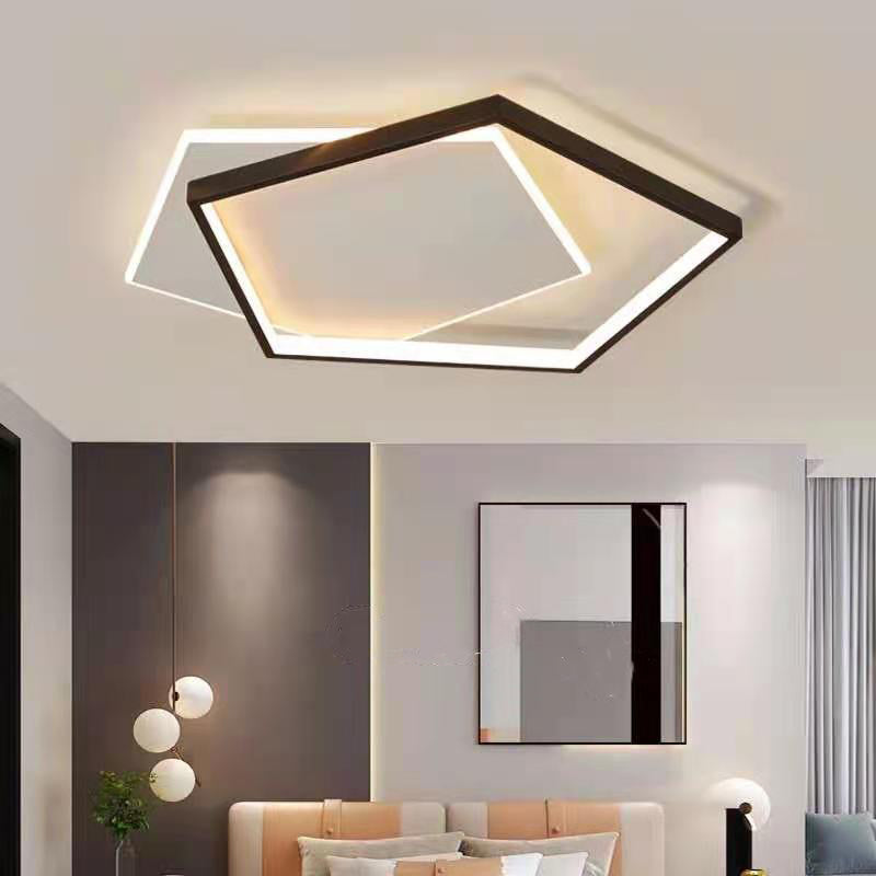 Black and White LED Flush Mount in Modern Style Aluminium Geometric Ceiling Light with Acrylic Shade