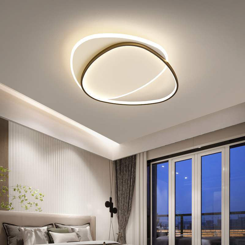 Black and White LED Flush Mount in Modern Style Aluminium Geometric Ceiling Light with Acrylic Shade
