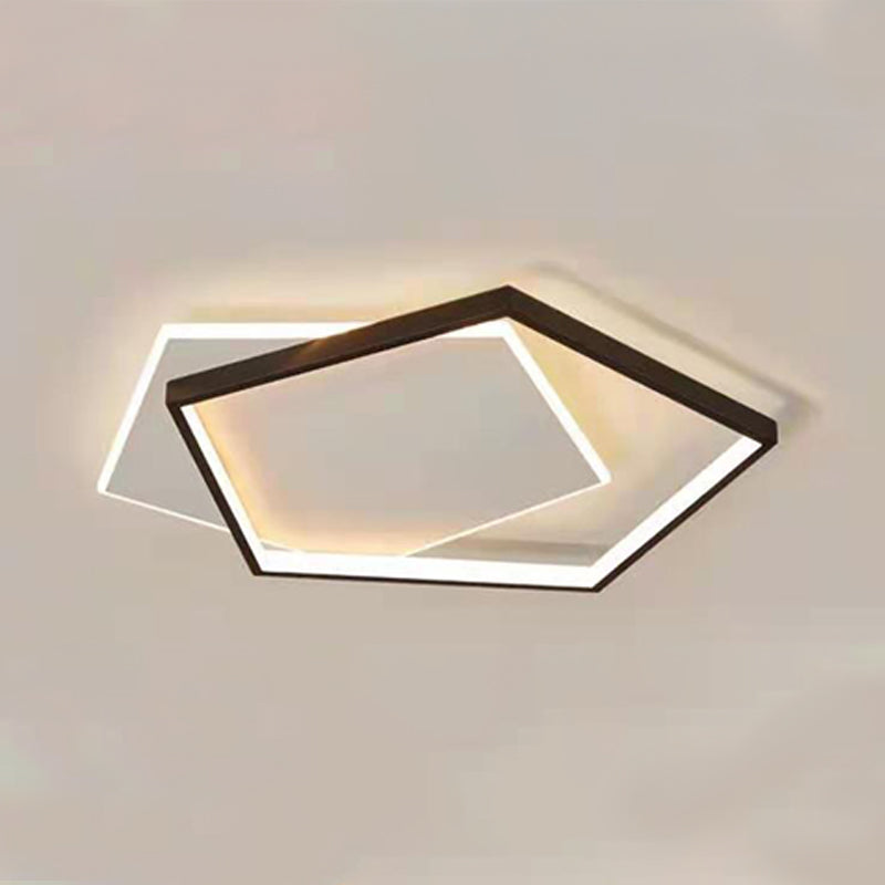 Black and White LED Flush Mount in Modern Style Aluminium Geometric Ceiling Light with Acrylic Shade
