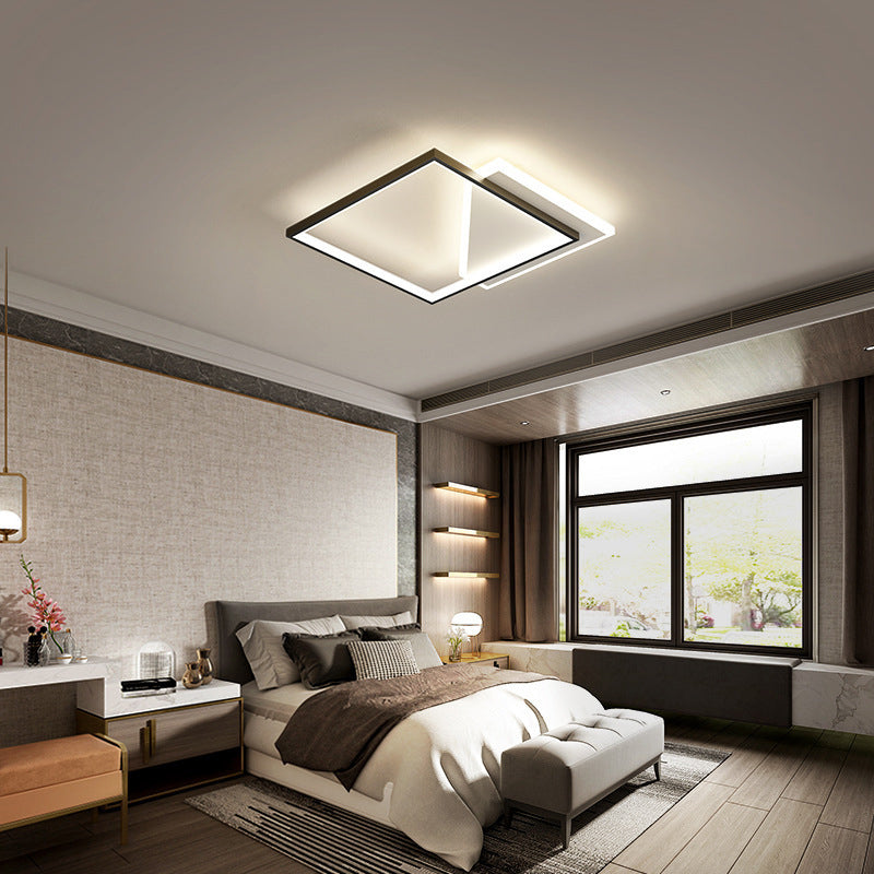 Black and White LED Flush Mount in Modern Style Aluminium Geometric Ceiling Light with Acrylic Shade