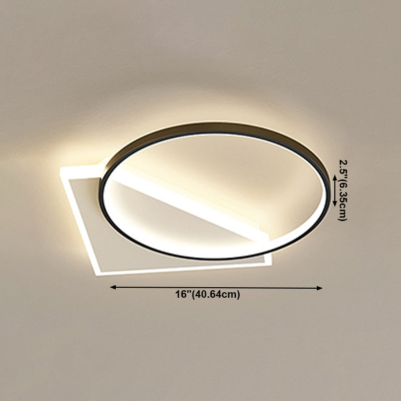 Black and White LED Flush Mount in Modern Style Aluminium Geometric Ceiling Light with Acrylic Shade