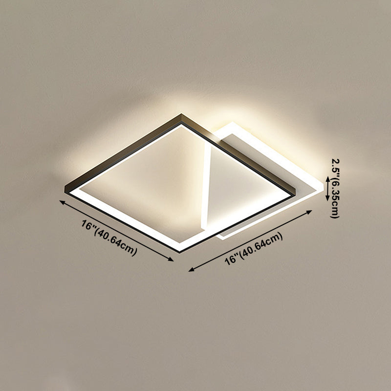 Black and White LED Flush Mount in Modern Style Aluminium Geometric Ceiling Light with Acrylic Shade